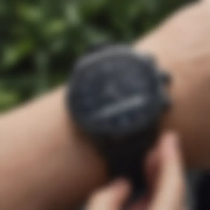 Close-up of Garmin Lily Sports Watch displaying advanced features