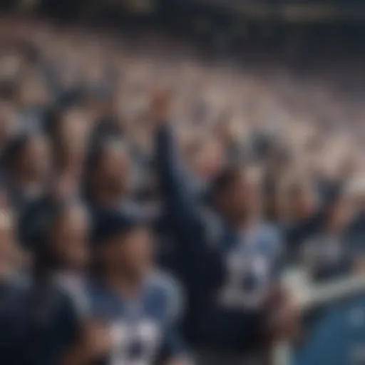 A vibrant scene of fans cheering during a Patriots game.