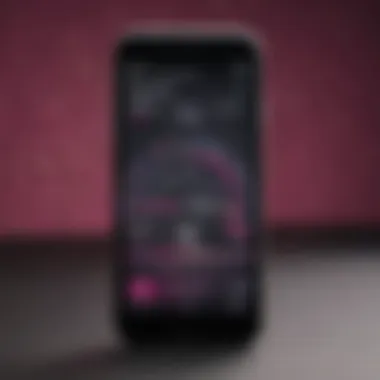 Close-up of a smartphone displaying T-Mobile speed test results.