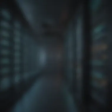 Illuminated server room with glowing servers