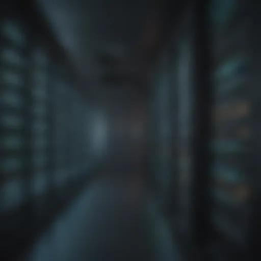 Illuminated server room with glowing servers