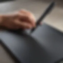 Close-up of the Lenovo Chromebook Duet Pen highlighting its sleek design and ergonomic features.
