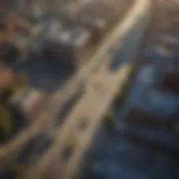 Aerial view of urban landscape with Mavic 2 Pro smart controller