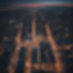 Aerial View of Cityscape with Drone Silhouette