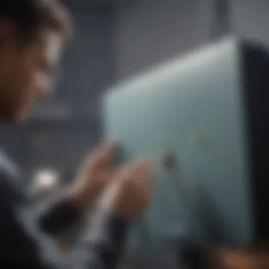 Close-up of a technician adjusting outside digital antenna for better signal