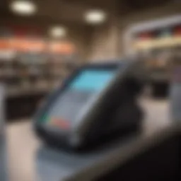 Mobile credit card machine in use at a retail location