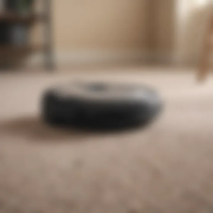 Modern robot vacuum navigating on a carpet