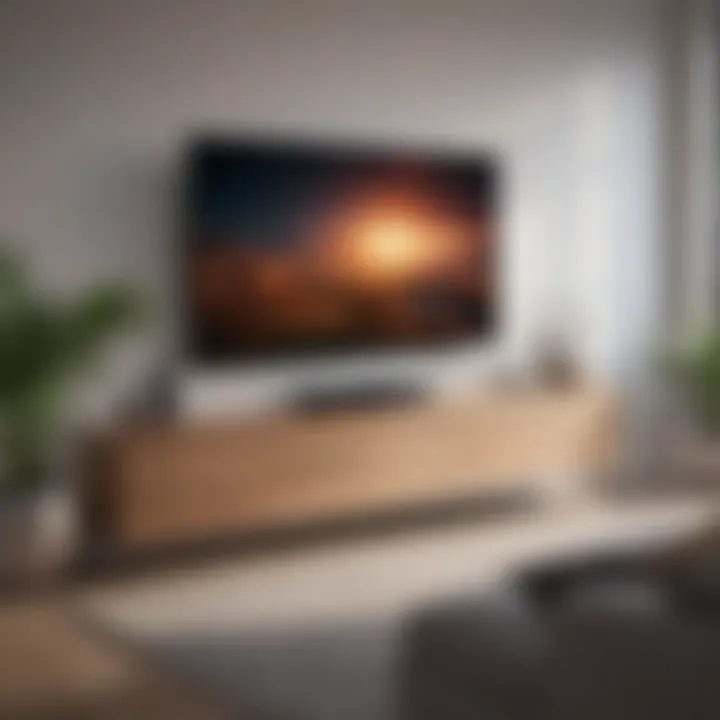 Modern slim smart TV in living room