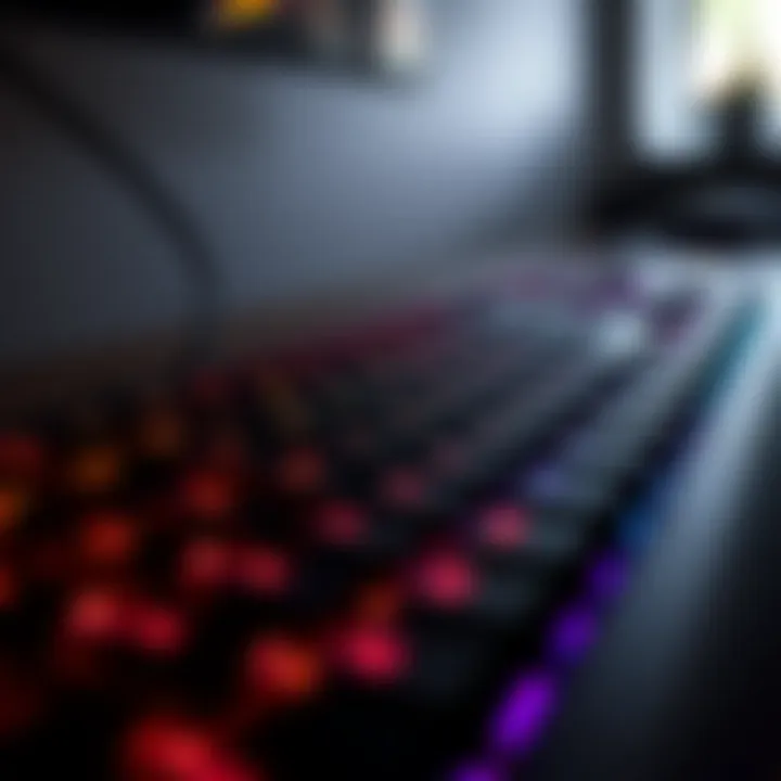 Close-up of the keyboard and RGB lighting on MSI Gaming G Series
