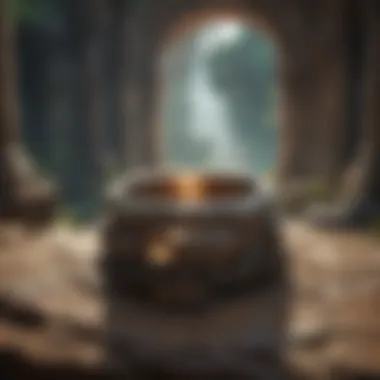 Mystical Setting of the Iconic Ring Enigmatic ring suspended in ancient ruins