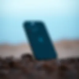 Stylish exterior design of Phone 13 Mini showcasing its compact form.