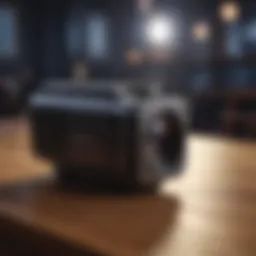 Compact iPhone-compatible projector showcasing portability