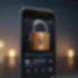 A close-up of a smartphone displaying a security lock icon