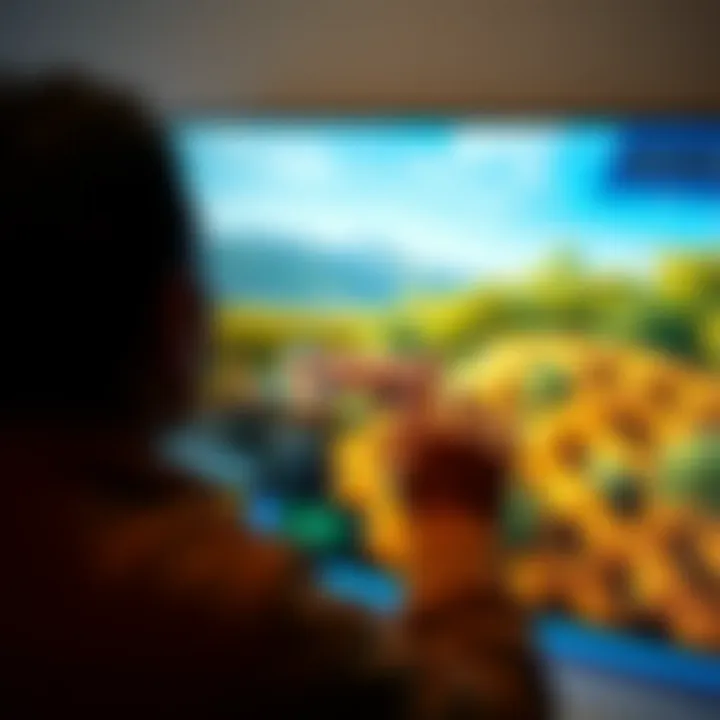 User interacting with Samsung 58 Inch TV features