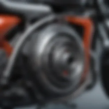 Engine Performance Features of a Scooter Close-up of scooter engine highlighting performance features