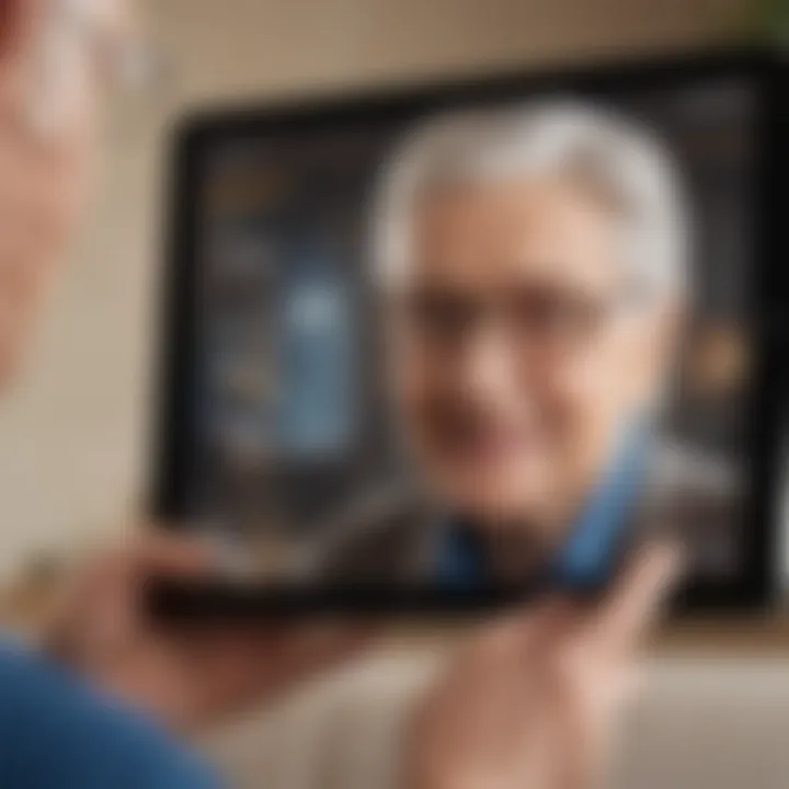 Close-up of a tablet showing user-friendly interface for elderly users