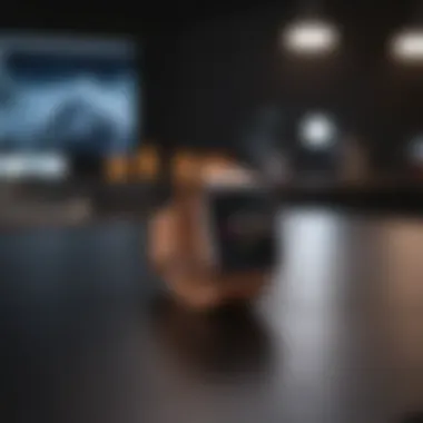 Innovative Apple Watch Displayed in Contemporary Setting Sleek Apple Watch on modern workspace