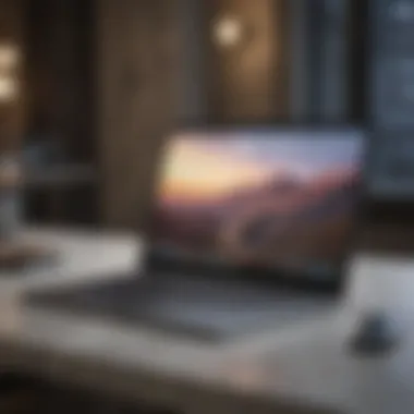 Elegance in Technology Sleek laptop on marble desk