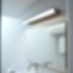 Sleek modern smart bathroom light fixture mounted on a mirror.