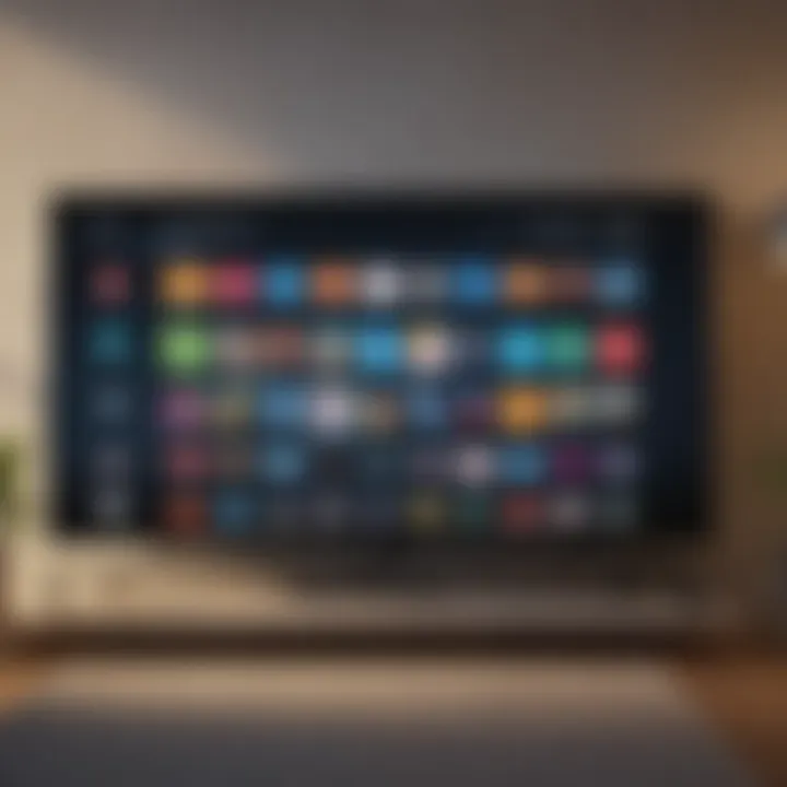 Smart TV Screen with Android App Icons