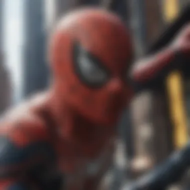 Close-up of Spiderman's web shooters in action