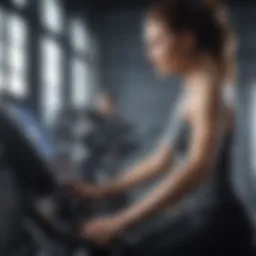 Beginner cyclist adjusting stationary bike settings for comfort and efficiency.