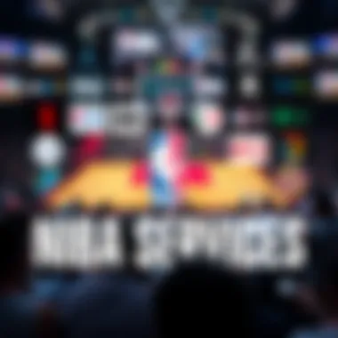 A collage of popular streaming service logos for NBA games