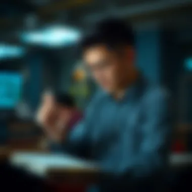 An individual using a note organizer integrated with smart technology