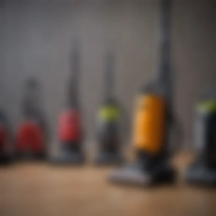 Different types of portable vacuum cleaners displayed