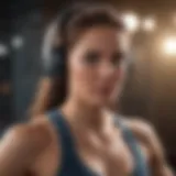 Athlete wearing fitness over-ear headphones during intense workout