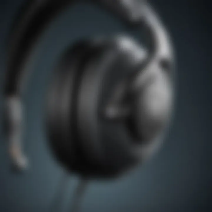 Close-up of noise cancellation technology in over-ear headphones