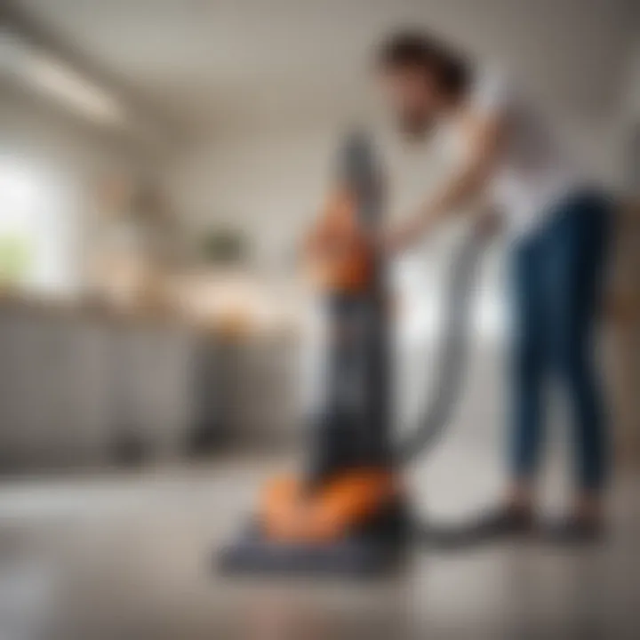 User engaging with a range of vacuum attachments for targeted cleaning