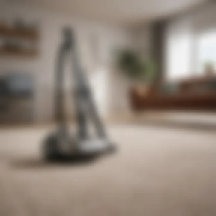 A sleek vacuum cleaner showcased in a modern living room environment