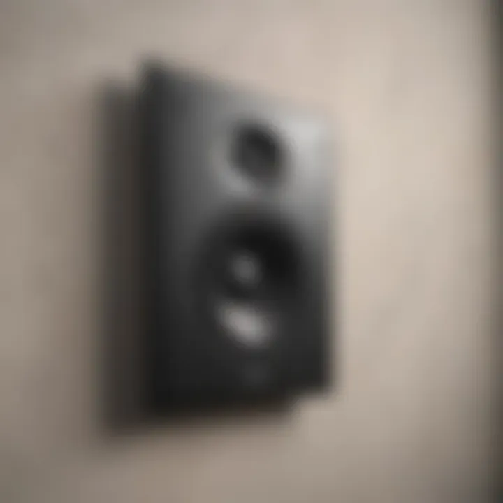 Detailed view of in-wall speaker installation within a wall