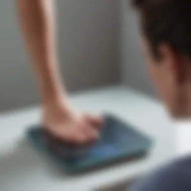 User interacting with the Withings Health Mate Scale app